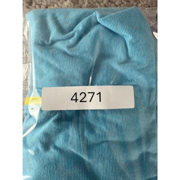 Lands End Sz M Striped 1/4 Zip Polo Top Blue Short Sleeve Casual Collar Stretch - Picture 8 of 8